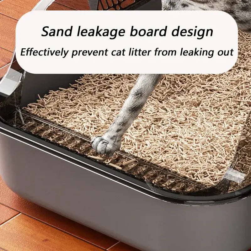 Cat Litter Box with Splash Guard for Easy Cleaning
