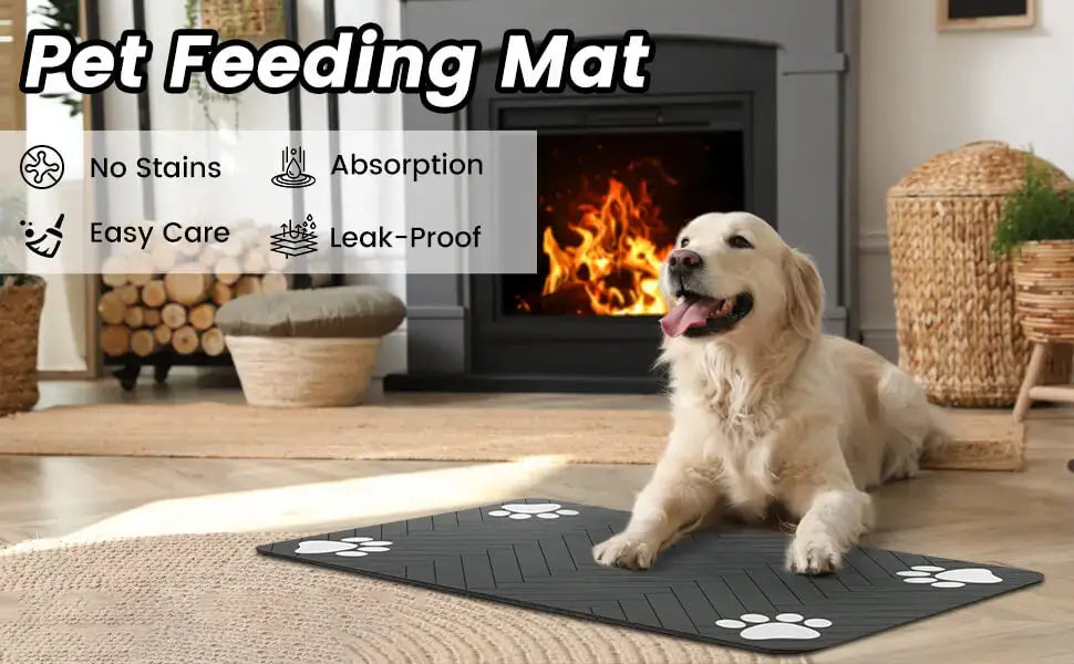 Non-Slip Pet Feeding Mat for Clean, Spill-Free Floors