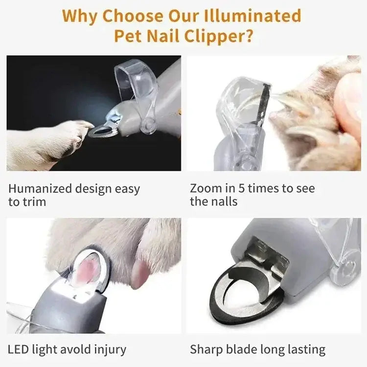 Pet Nail Clippers with LED Light for Precision Trimming