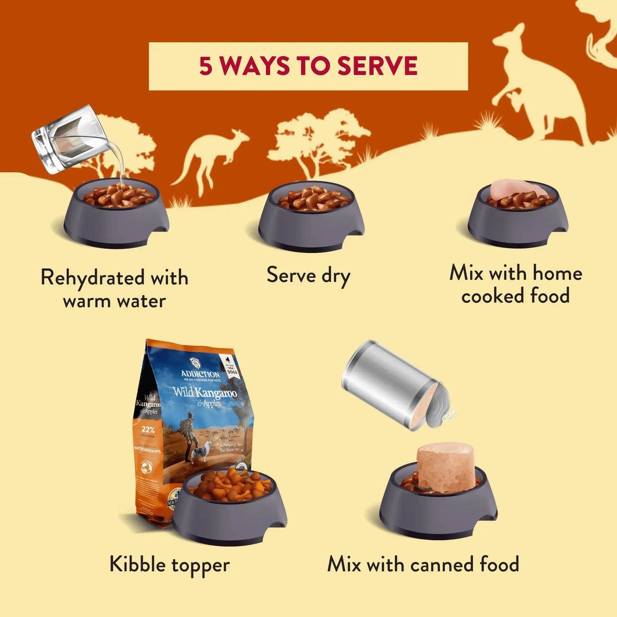 Addiction Kangaroo Air-Dried Dog Food & Treats Duo Addiction Pet Foods USA