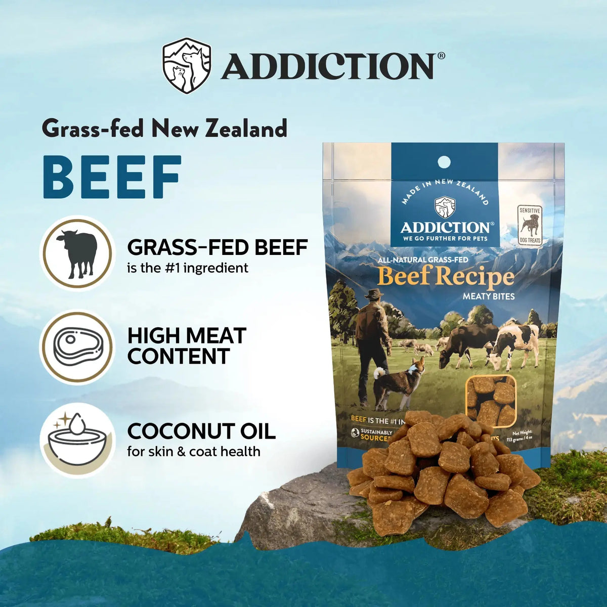 Addiction Meaty Bites Dog Treats Variety Bundle Addiction Pet Foods USA