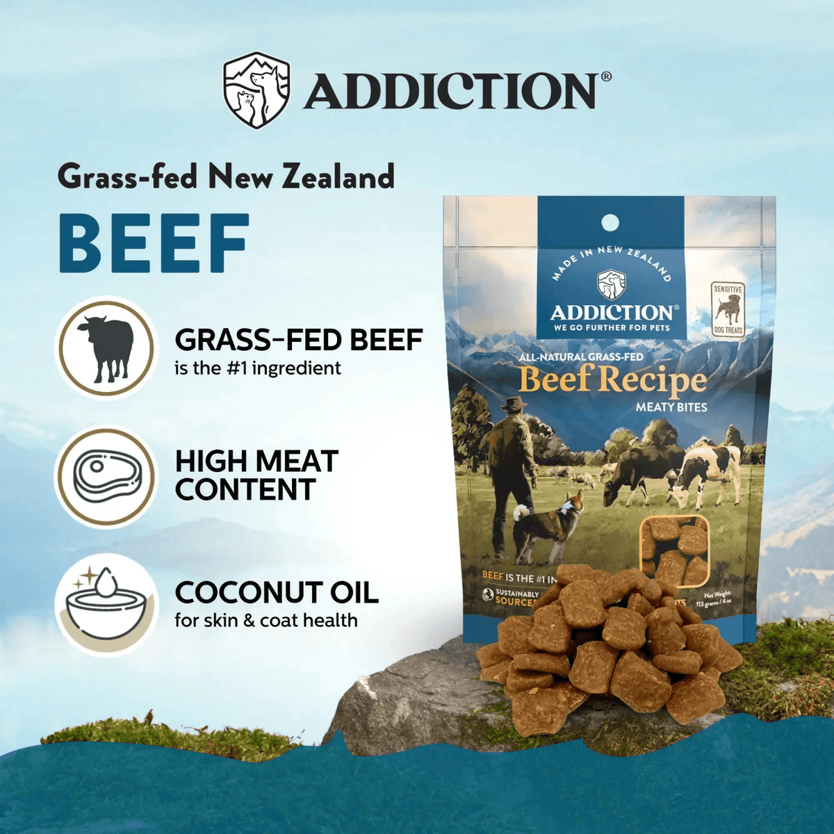Addiction Meaty Bites Dog Treats Variety Bundle Addiction Pet Foods USA