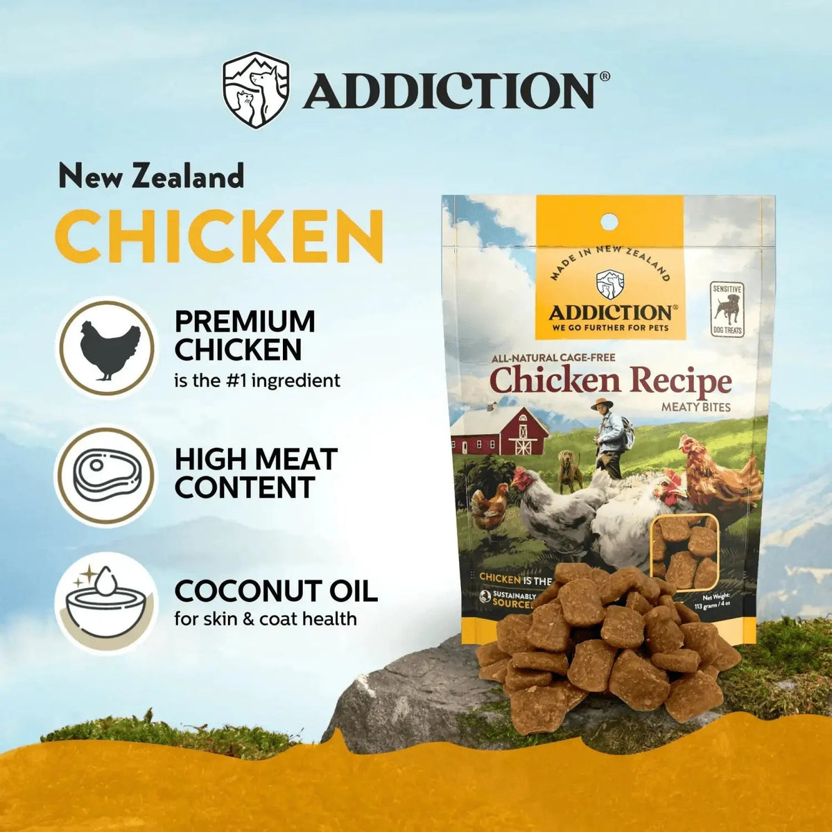 Addiction Meaty Bites Dog Treats Variety Bundle Addiction Pet Foods USA