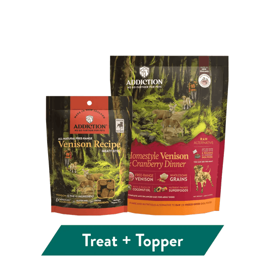 Addiction Venison Air-Dried Dog Food & Treats Duo Addiction Pet Foods USA