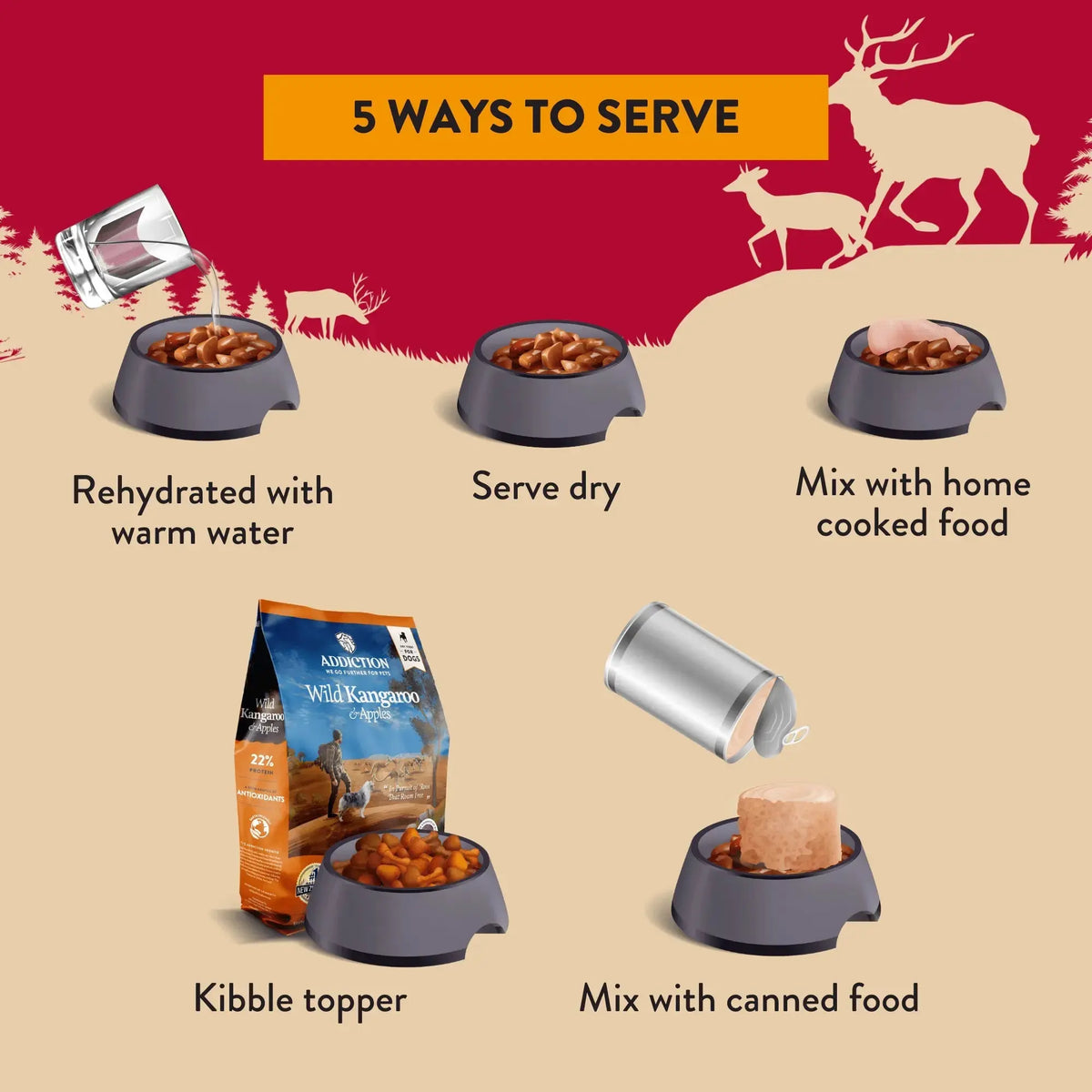 Addiction Venison Air-Dried Dog Food & Treats Duo Addiction Pet Foods USA
