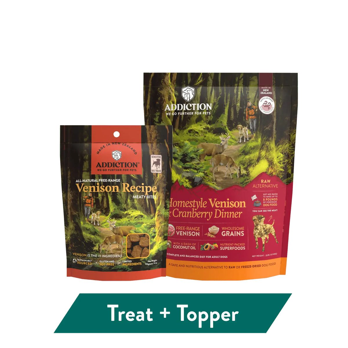 Addiction Venison Air-Dried Dog Food & Treats Duo Addiction Pet Foods USA