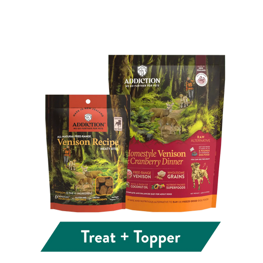 Addiction Venison Air-Dried Dog Food & Treats Duo Addiction Pet Foods USA