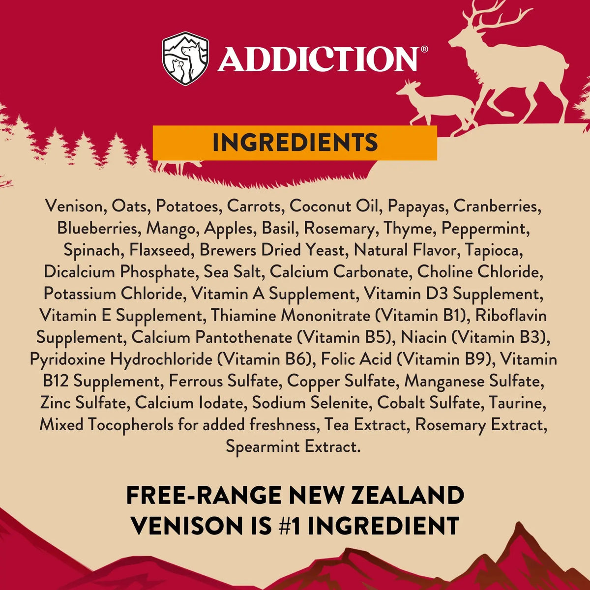 Addiction Venison Air-Dried Dog Food & Treats Duo Addiction Pet Foods USA