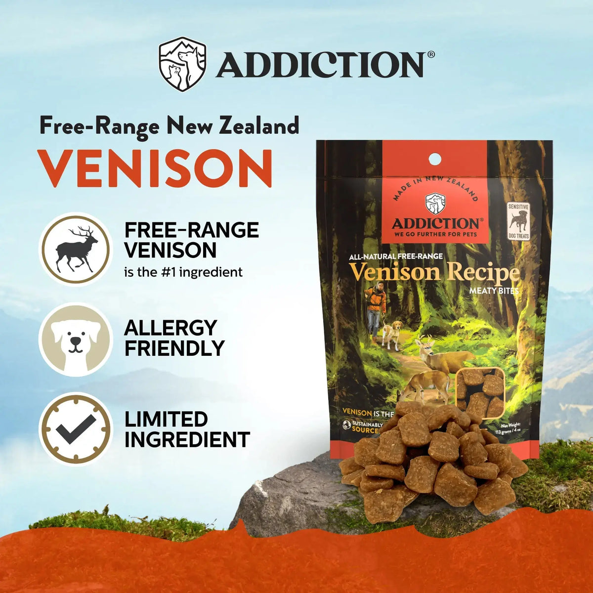 Addiction Viva La Venison Dog Food & Treats Bundle Addiction Pet Foods USA