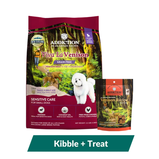 Addiction Viva La Venison Small Breed Dog Food & Meaty Bites Treats Bundle Addiction Pet Foods USA