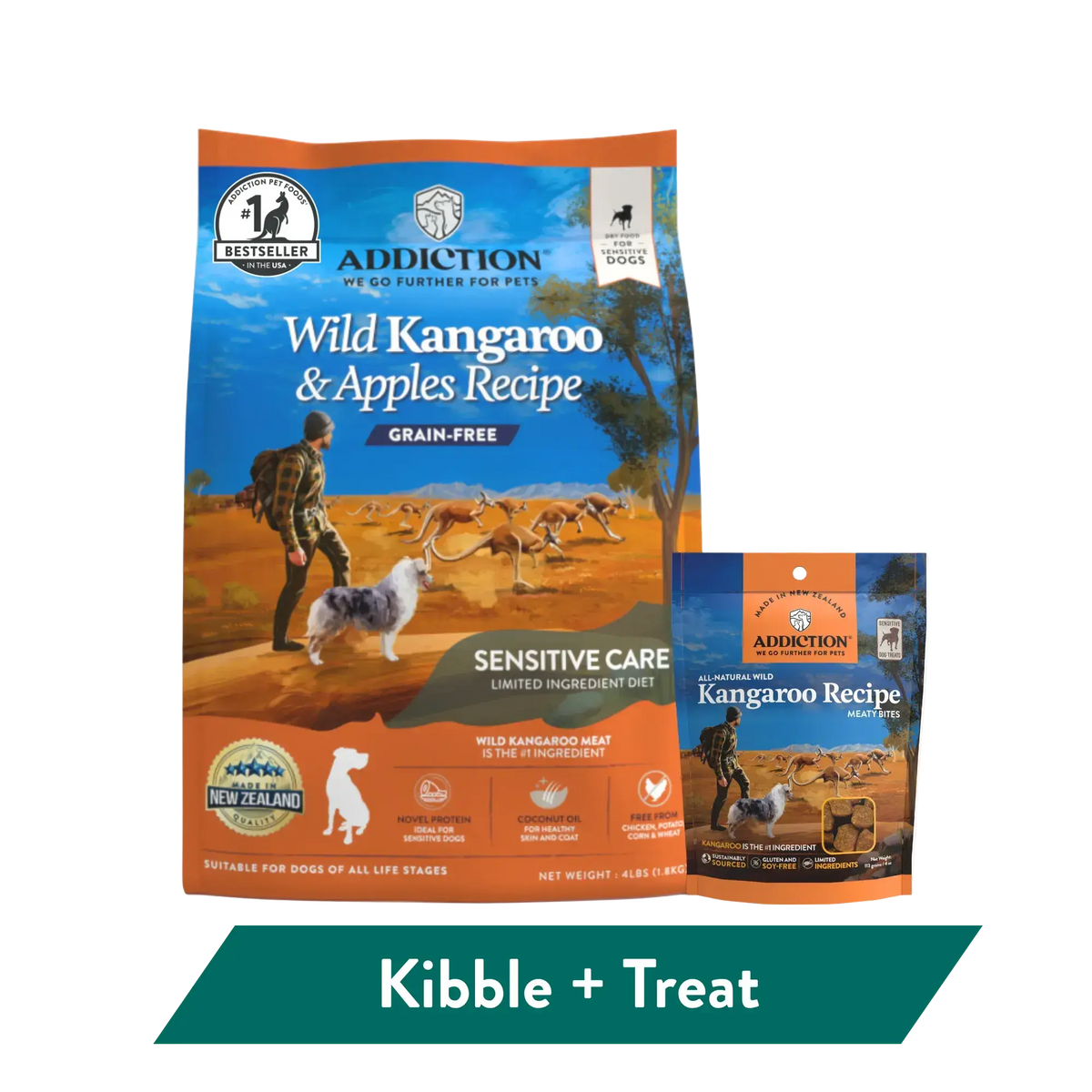 Addiction Wild Kangaroo Dry Dog Food & Meaty Bites Dog Treats Bundle Addiction Pet Foods USA
