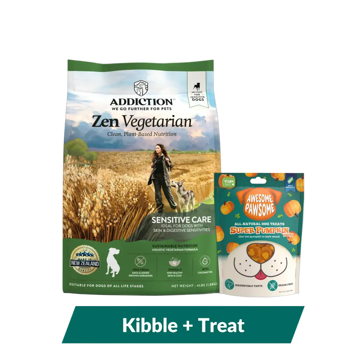 Addiction Zen Vegetarian Dog Food & Vegan Treats Bundle Addiction Pet Foods USA