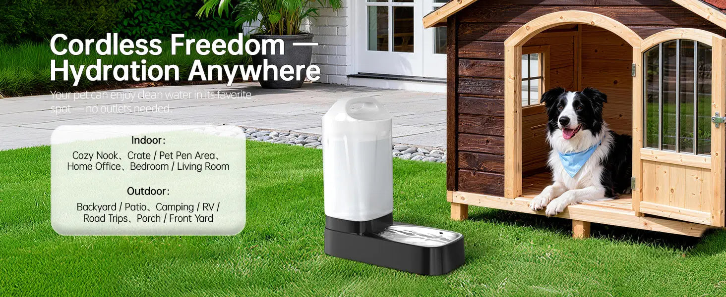 2.4 Gallon Gravity Pet Water Dispenser with 304 Stainless Steel Bowl