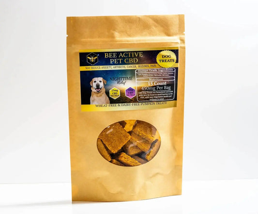 Bee Active CBD CBN Dog Treats, Nighttime Relief, Pumpkin and Peanut - Bee Active Pet CBD