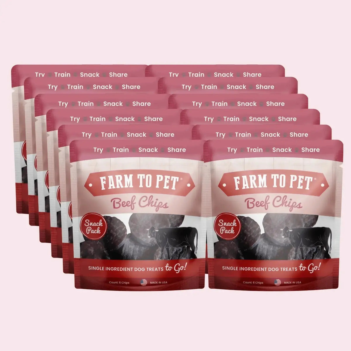 Beef Chip Dog Treats Snack Pack Bundles | Training & Travel - Snack Pack
