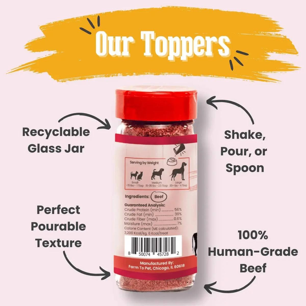Beef Dog Food Topper | Powdered Meal Topper for Pets - Topper