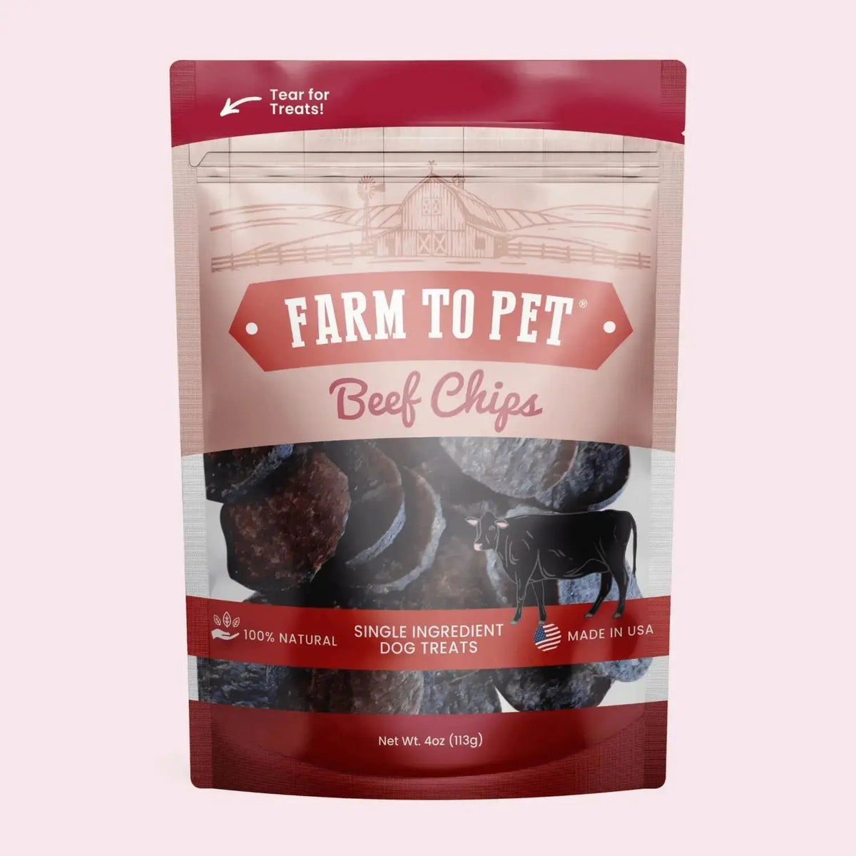 Beef Dog Treats | Single-Ingredient Healthy Treats for Dogs - Standard 4oz - Chip
