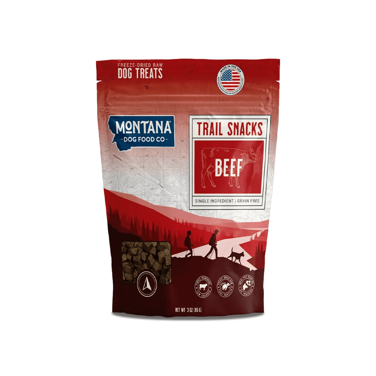 Beef Heart Freeze-dried Raw Trail Snacks (Treats) for Dogs 3oz Montana Dog Food Co