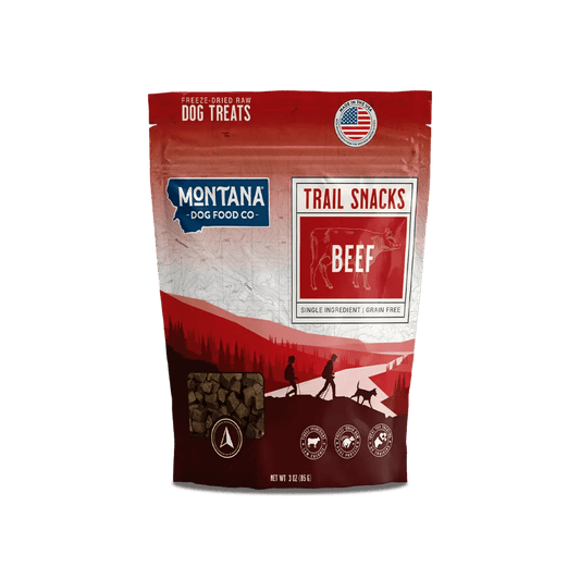 Beef Heart Freeze-dried Raw Trail Snacks (Treats) for Dogs 3oz Montana Dog Food Co