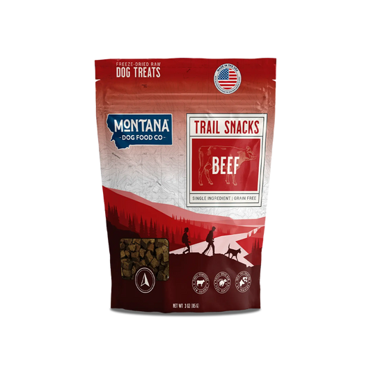 Beef Heart Freeze-dried Raw Trail Snacks (Treats) for Dogs 3oz Montana Dog Food Co