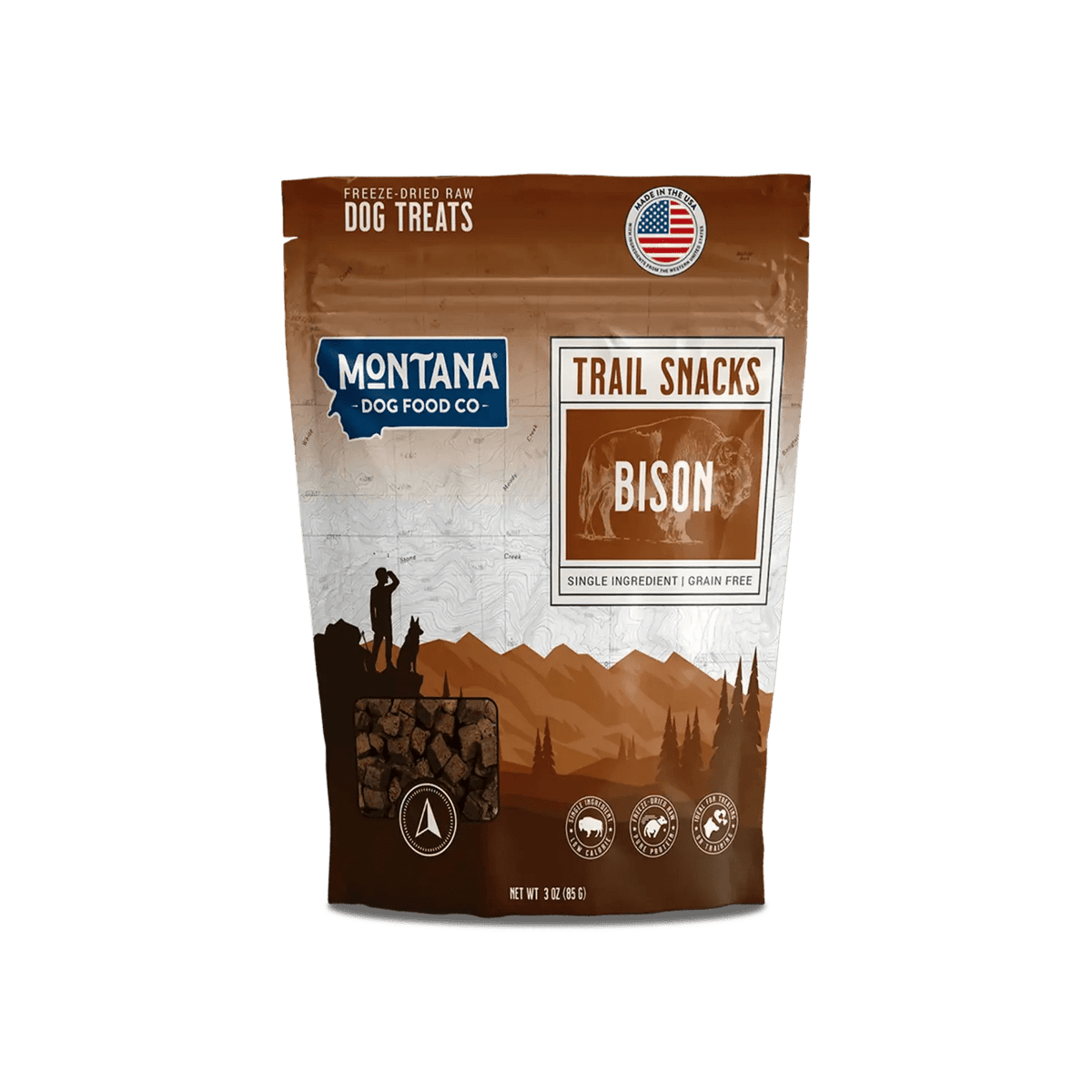 Bison Liver Freeze-Dried Raw Trail Snacks (Treats) for Dogs 3oz Montana Dog Food Co