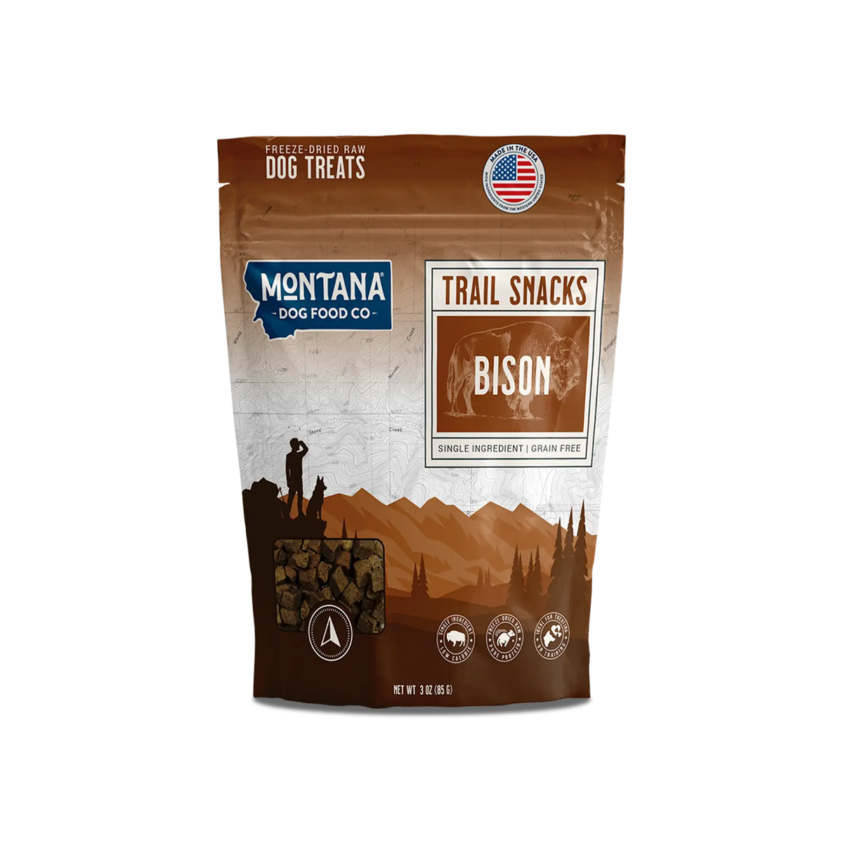 Bison Liver Freeze-Dried Raw Trail Snacks (Treats) for Dogs 3oz Montana Dog Food Co