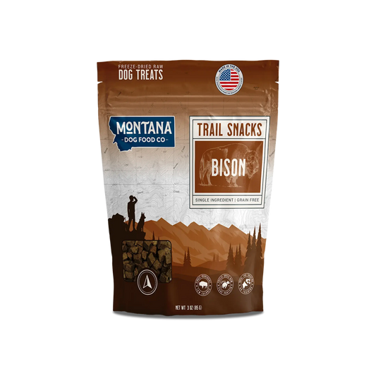 Bison Liver Freeze-Dried Raw Trail Snacks (Treats) for Dogs 3oz Montana Dog Food Co