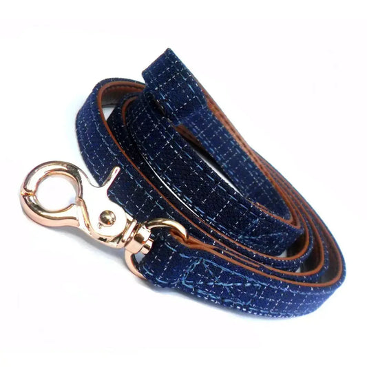 Blue Denim Fabric Dog Leads - x1 - Leashes Collars & Petwear