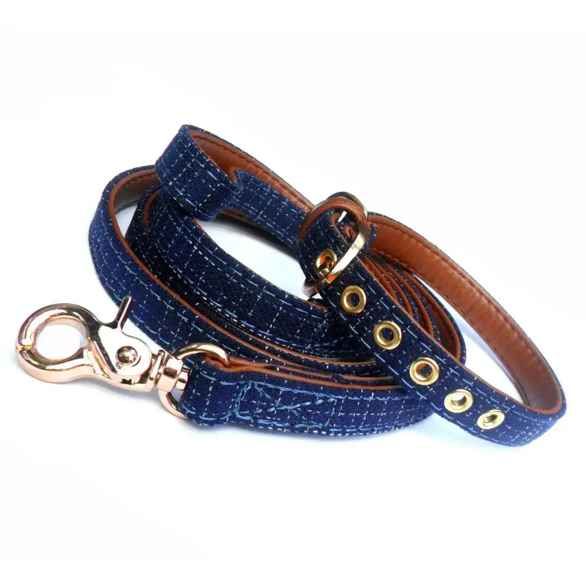 Blue Denim Fabric Dog Leads - x1 - Leashes Collars & Petwear