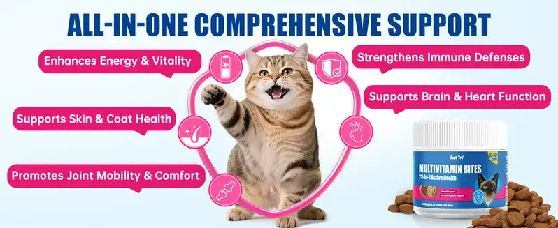 JUST TRY Cat Multivitamin Bites, 23-in-1 Chicken Flavor, 300 Bites, 6.35 OZ #Sohochic