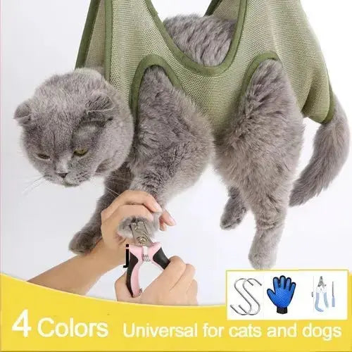 Cat Grooming Restraint Bag with Hammock - 6-10KG / Green - Leashes Collars & Petwear