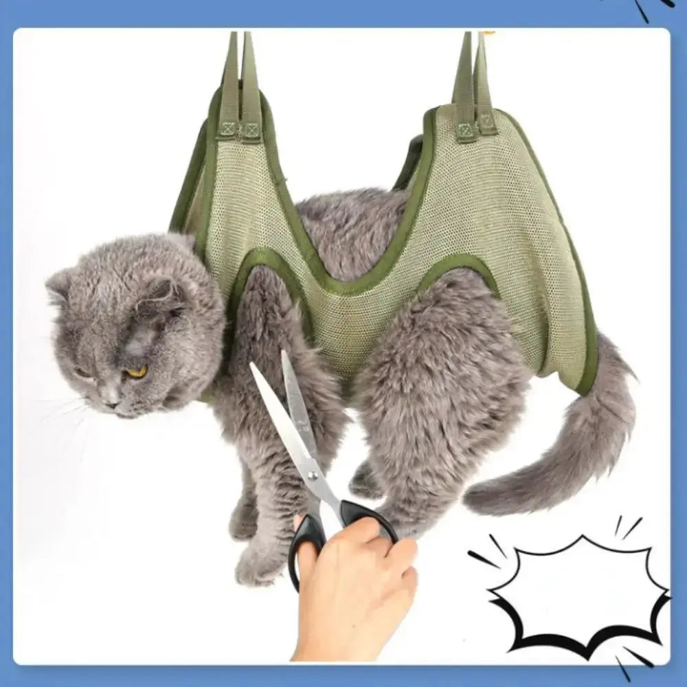 Cat Grooming Restraint Bag with Hammock - Leashes Collars & Petwear