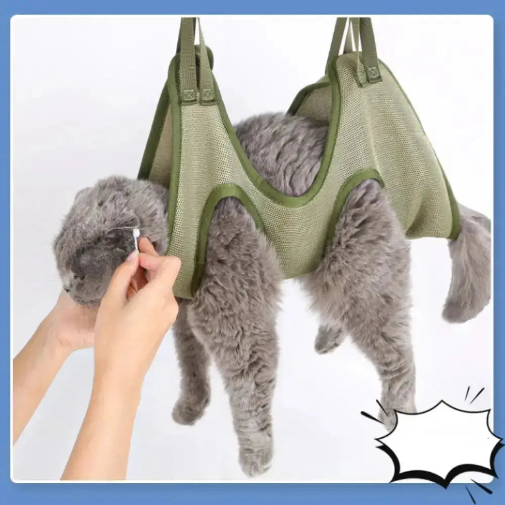 Cat Grooming Restraint Bag with Hammock - Leashes Collars & Petwear