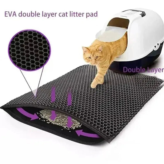 Cat Litter Mat With Gift Double Layer Waterproof Pet Litter Box Mat Non-slip Sand Cat Pad Washable Bed Mat Clean Pad