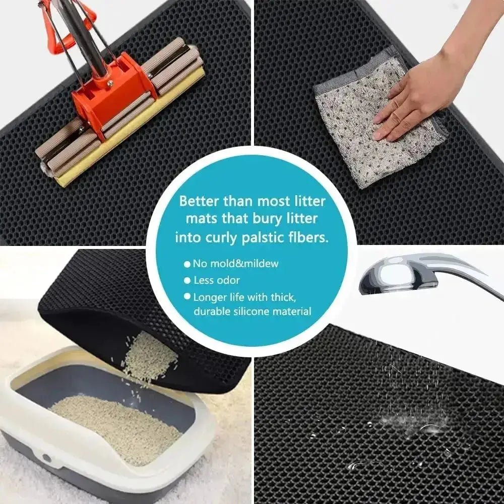 Cat Litter Mat With Gift Double Layer Waterproof Pet Litter Box Mat Non-slip Sand Cat Pad Washable Bed Mat Clean Pad