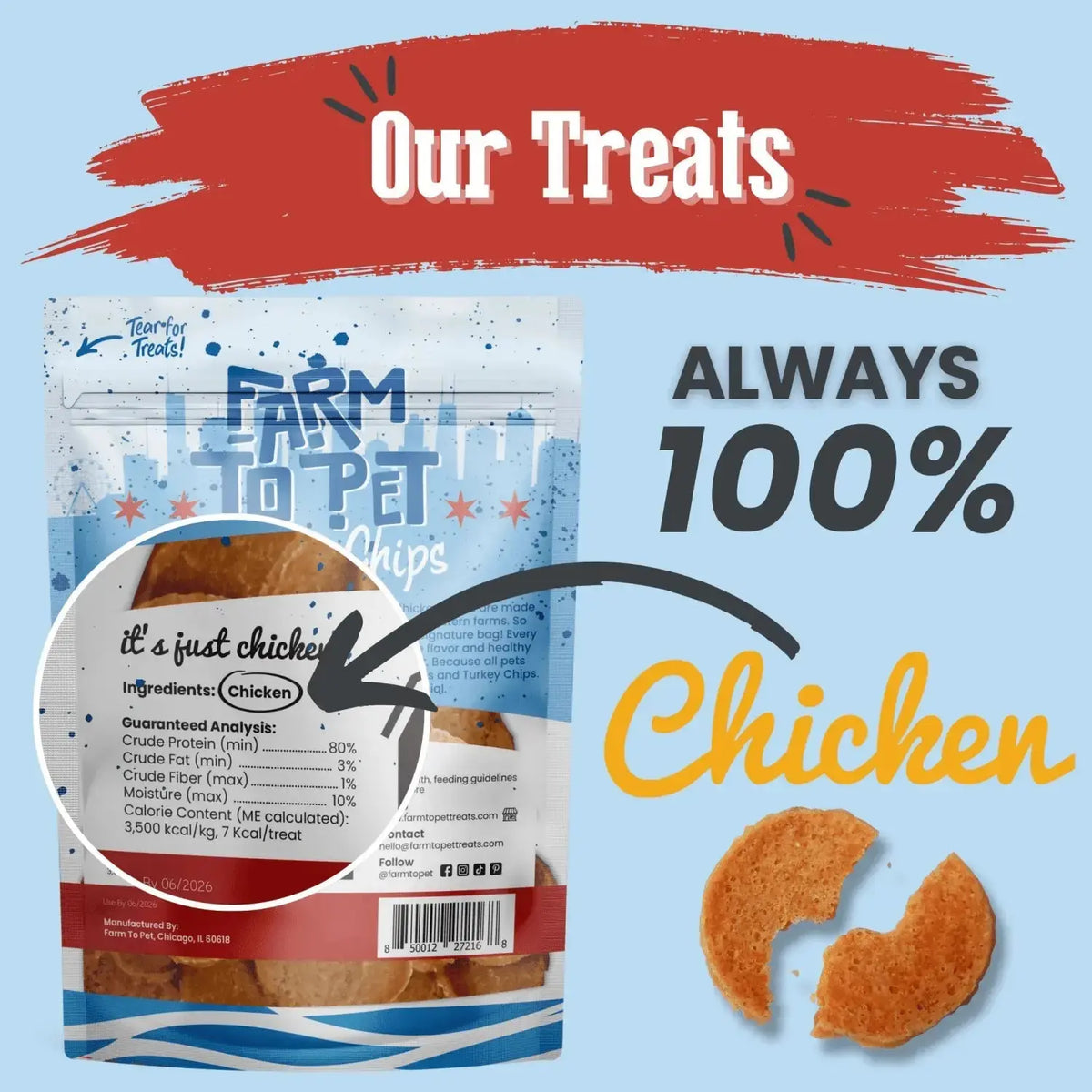 Chicago Chicken Chips for Dogs | Hometown Dog Treats - Chip