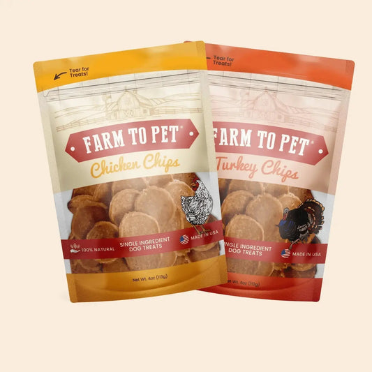 Chicken and Turkey Dog Treats Duo | Single-Ingredient Poultry Treats - Standard 4oz Bundle - Chip