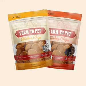 Chicken and Turkey Dog Treats Duo | Single-Ingredient Poultry Treats - Standard 4oz Bundle - Chip