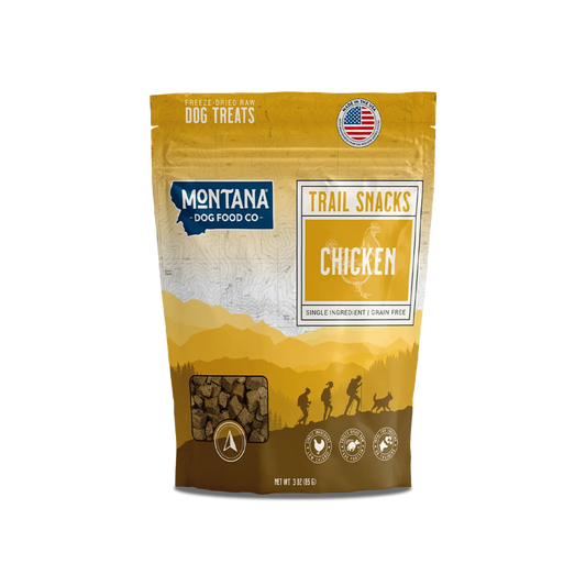 Chicken Breast Freeze-Dried Raw Trail Snacks (Treats) for Dogs 3oz Montana Dog Food Co