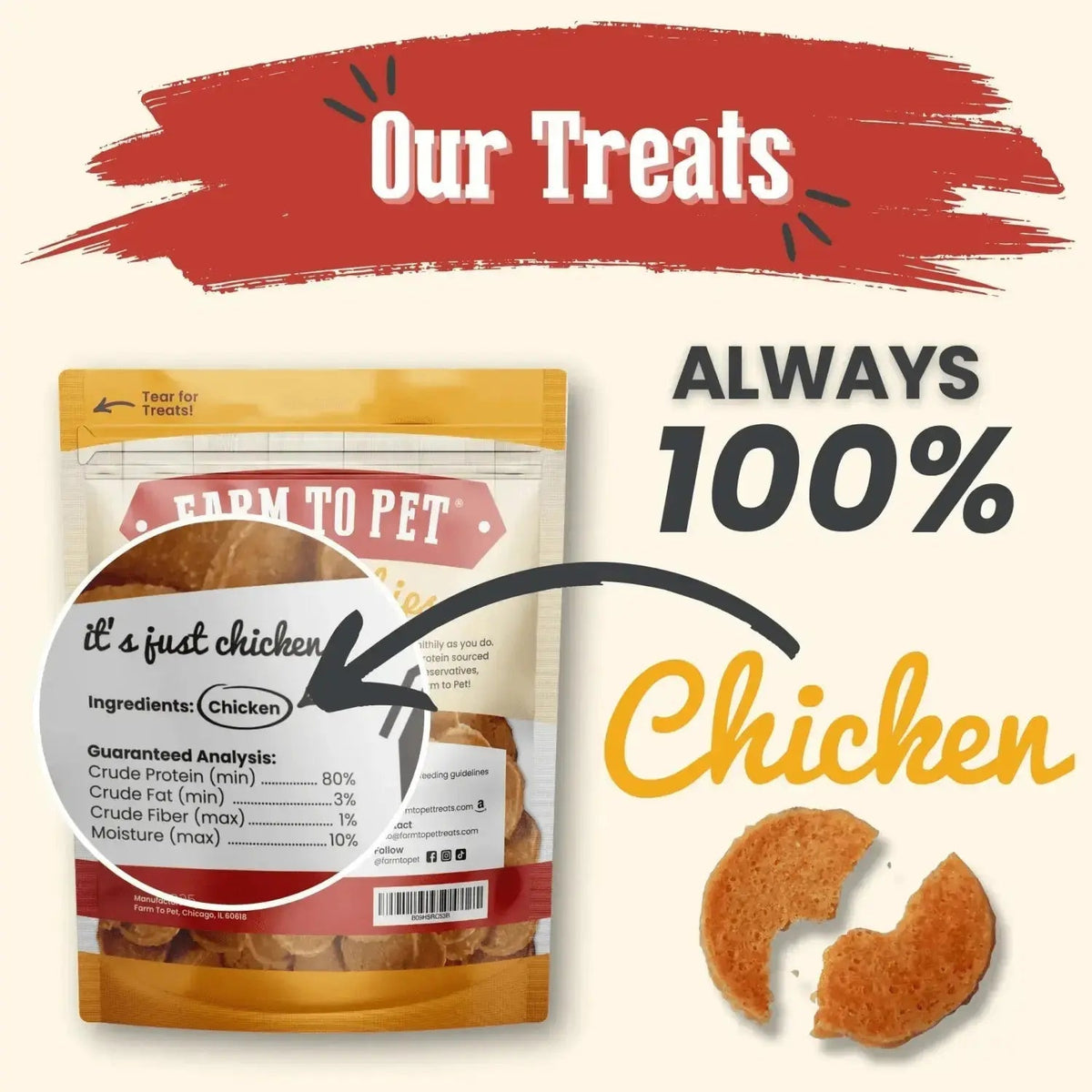 Chicken Chips for Dogs | All-Natural Single-Ingredient Dog Treats - Chip