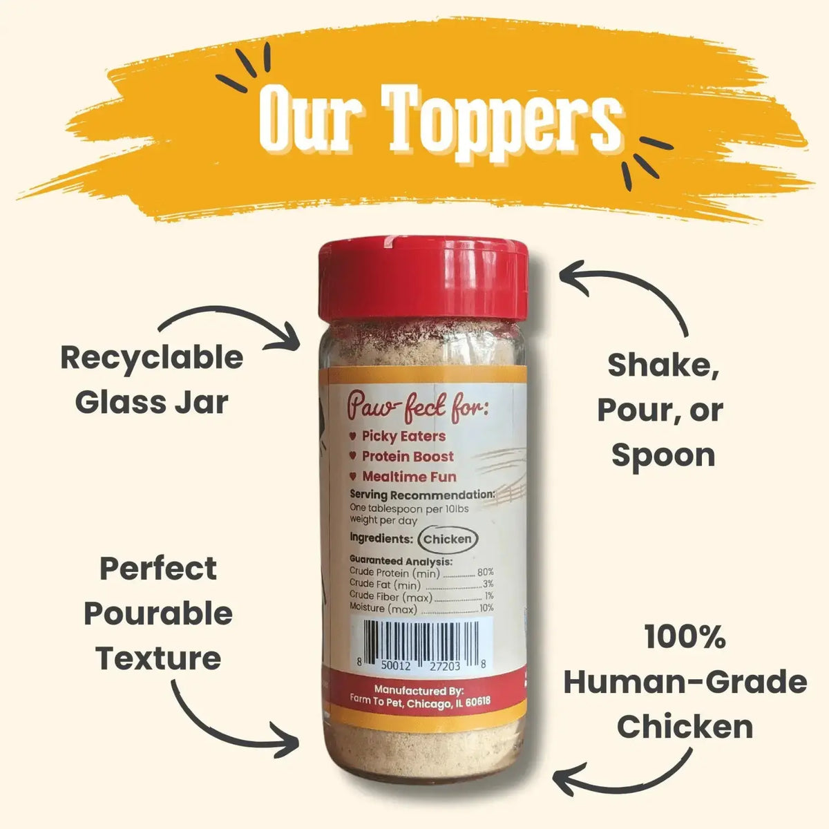 Chicken Dog Food Topper | Healthy Meal Supplement for Dogs - Topper