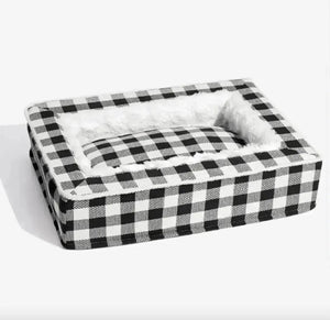 Classic Plaid Pet Bed (Removable & Washable) - Black / L80x60x20 cm