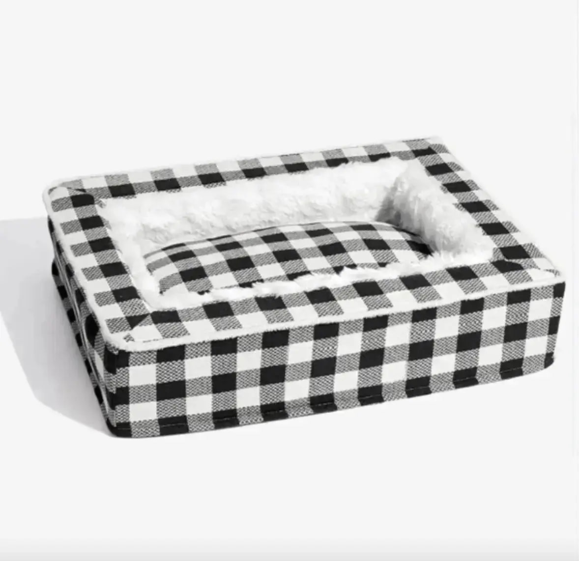 Classic Plaid Pet Bed (Removable & Washable) - Black / L80x60x20 cm