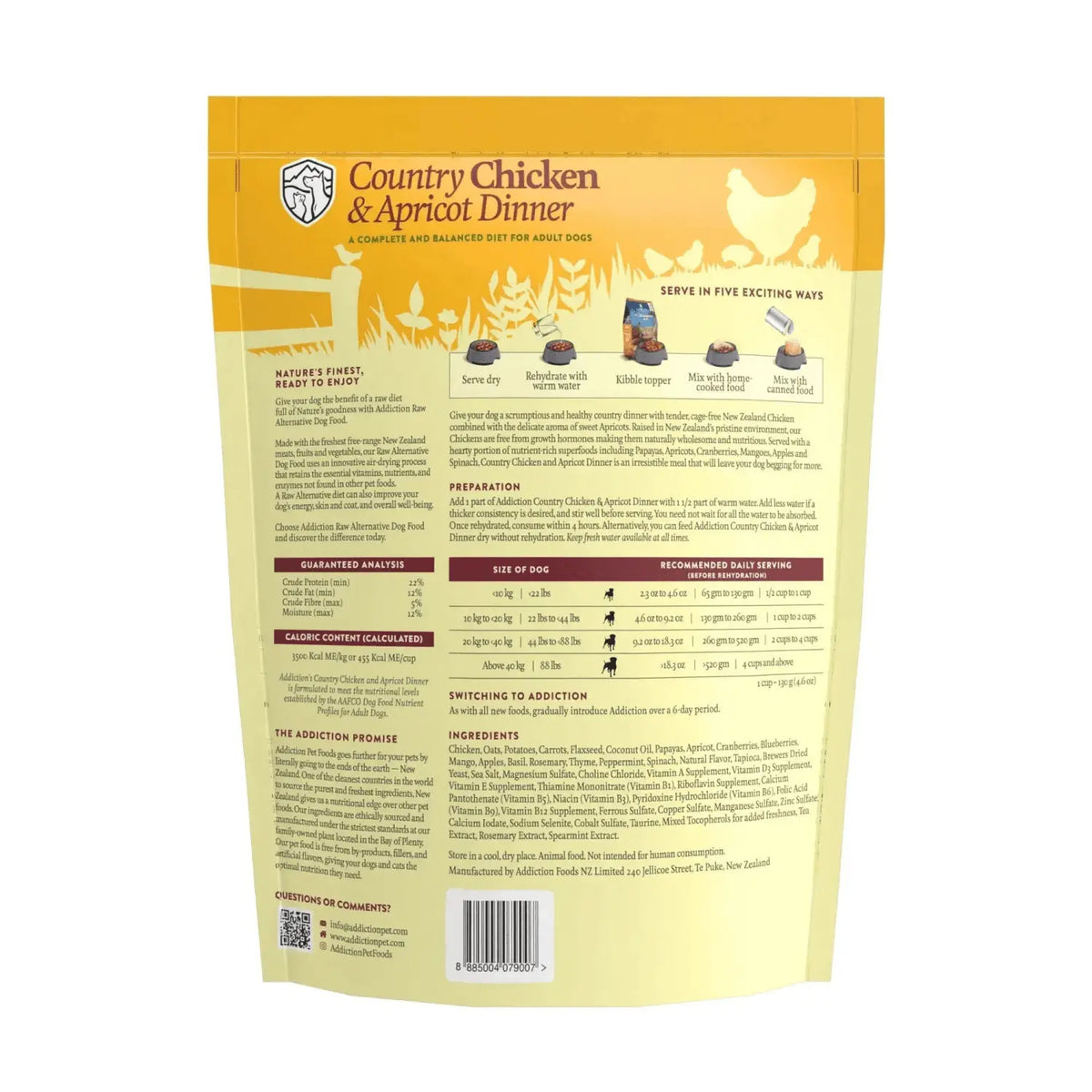Country Chicken & Apricot Air-Dried Dog Food Addiction Pet Foods USA