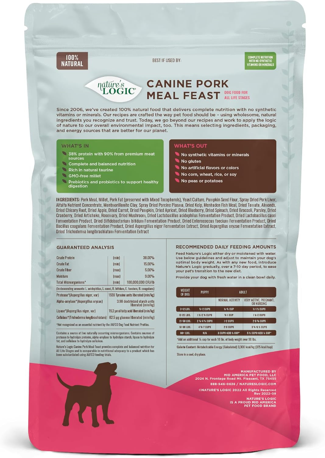 Dry Dog Food - Pork Meal Feast Dry Kibble, 4.4 Lb