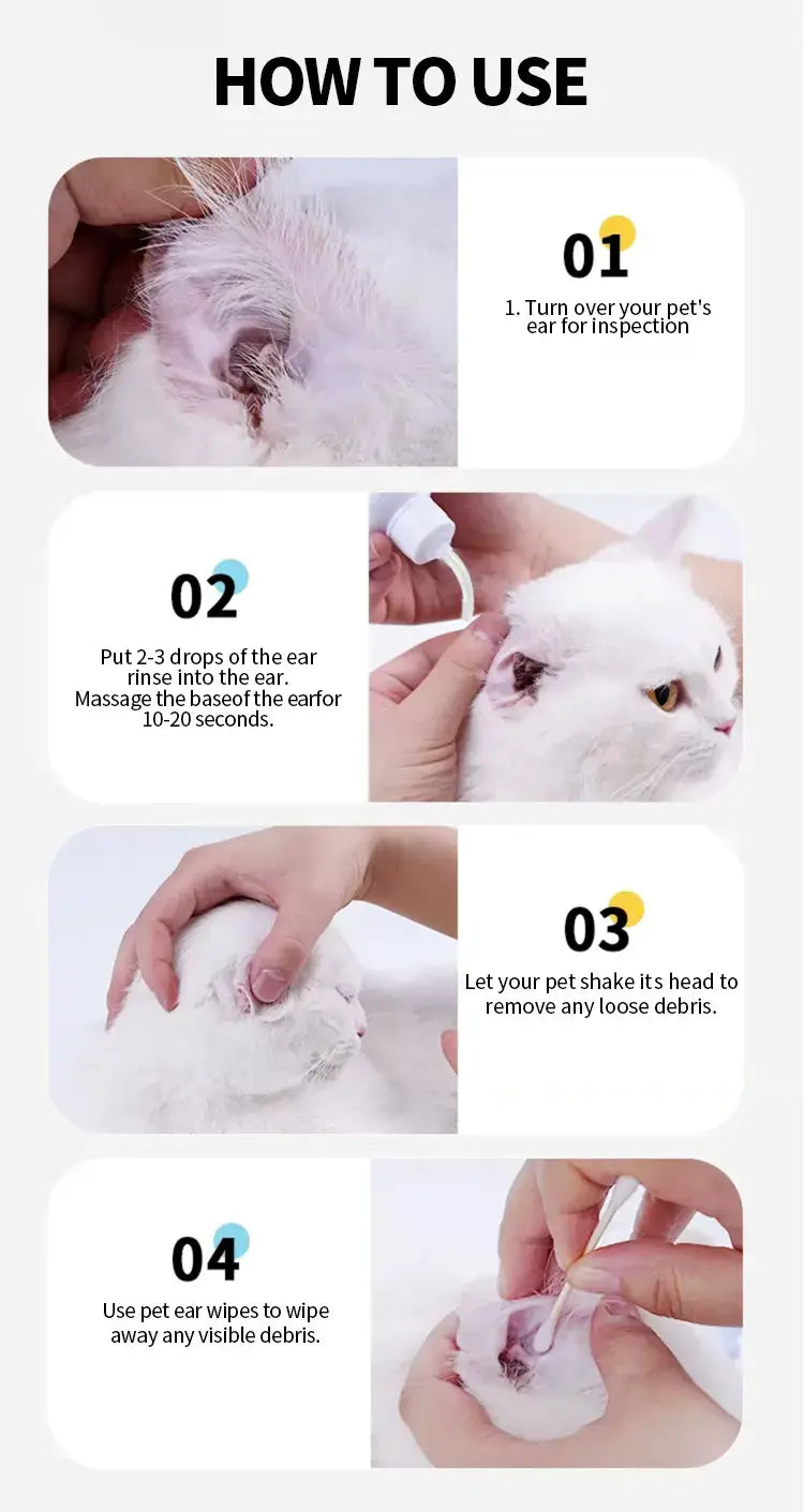 Pet Ear Wash Solution for Cats & Dogs — Ear Cleaning Liquid, Ear Drops, Ear Care