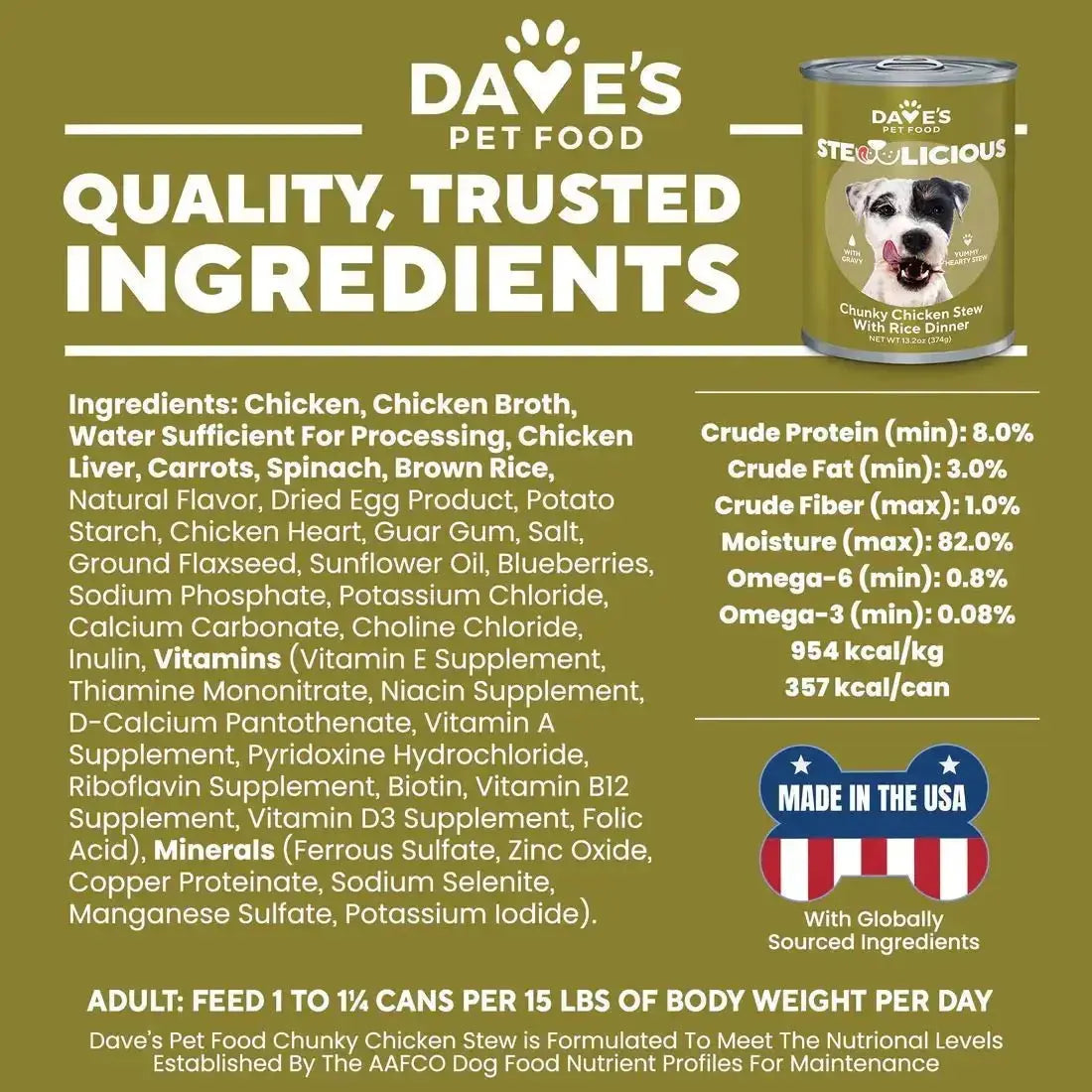 Dave's Stewlicious Chunky Chicken & Rice Wet Dog Food (13.2oz) - True Pet Market