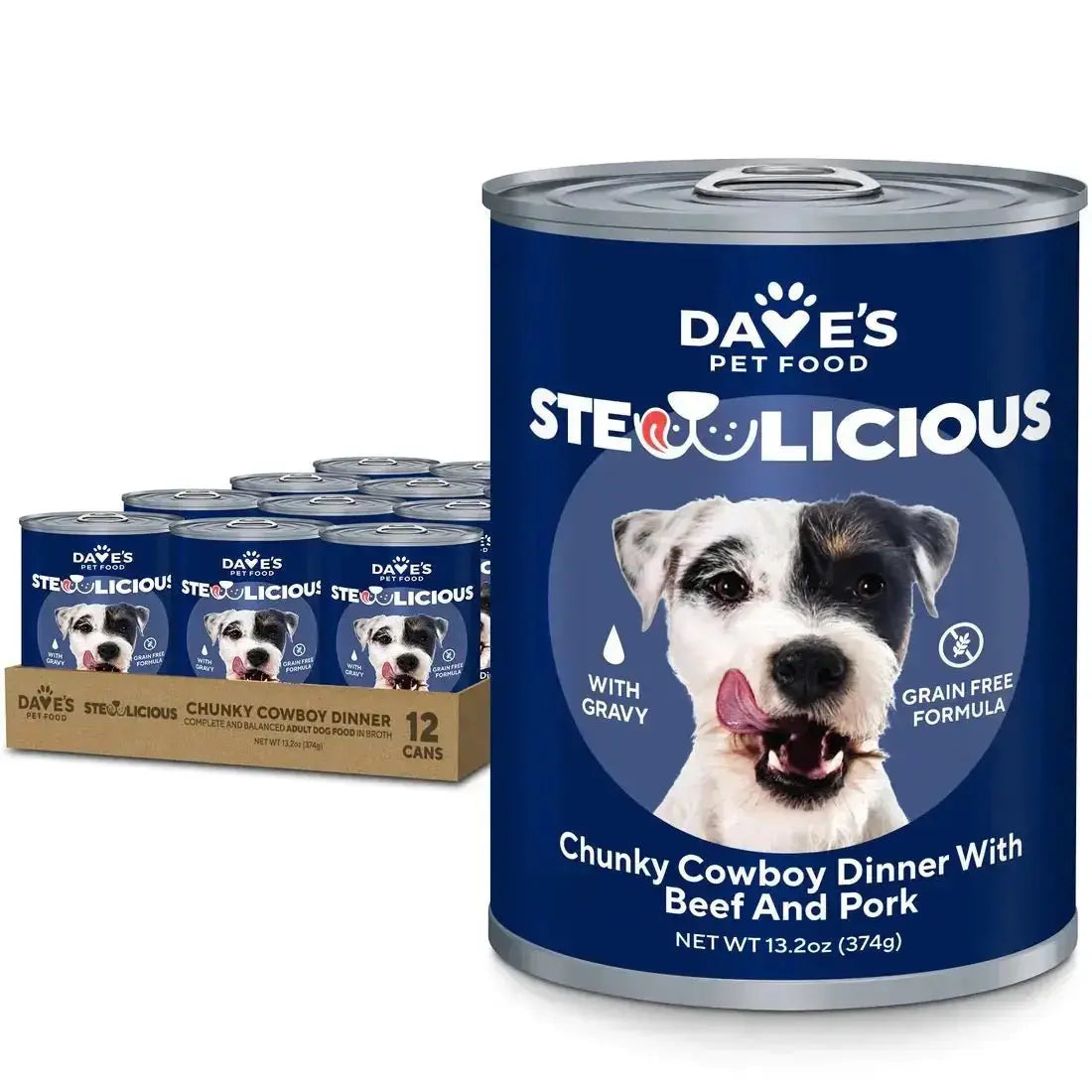Dave's Stewlicious Cowboy Dinner w/ Beef & Pork Wet Dog Food (13.2oz) - True Pet Market