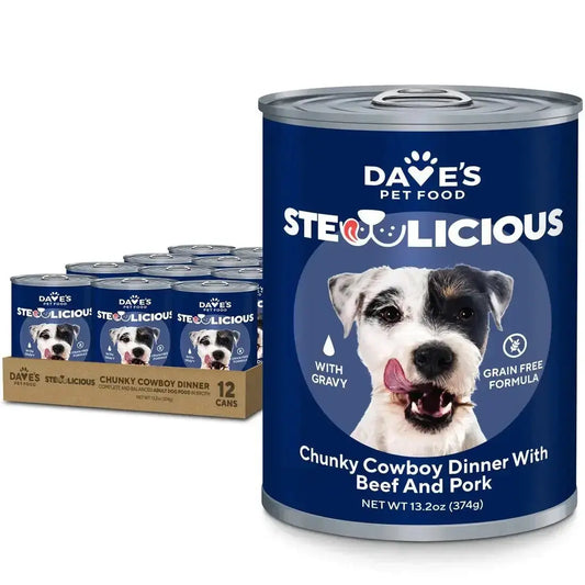 Dave's Stewlicious Cowboy Dinner w/ Beef & Pork Wet Dog Food (13.2oz) - True Pet Market
