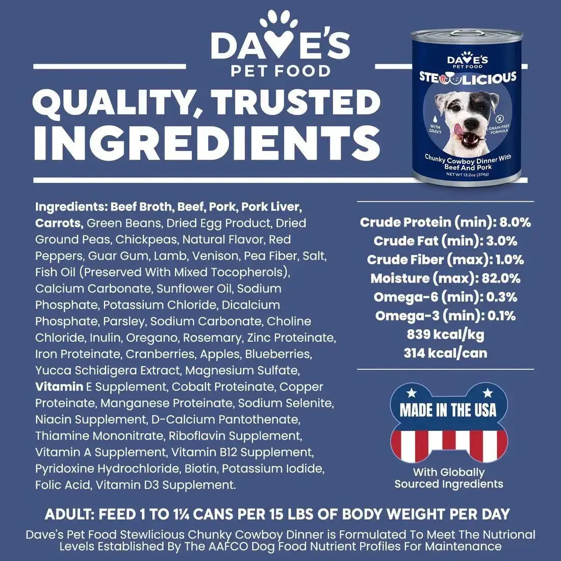 Dave's Stewlicious Cowboy Dinner w/ Beef & Pork Wet Dog Food (13.2oz) - True Pet Market